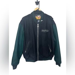 Harley Davidson wool blend varsity jacket.